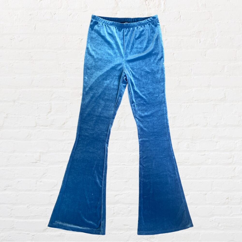 Fashion Nova light blue velvet flare pants